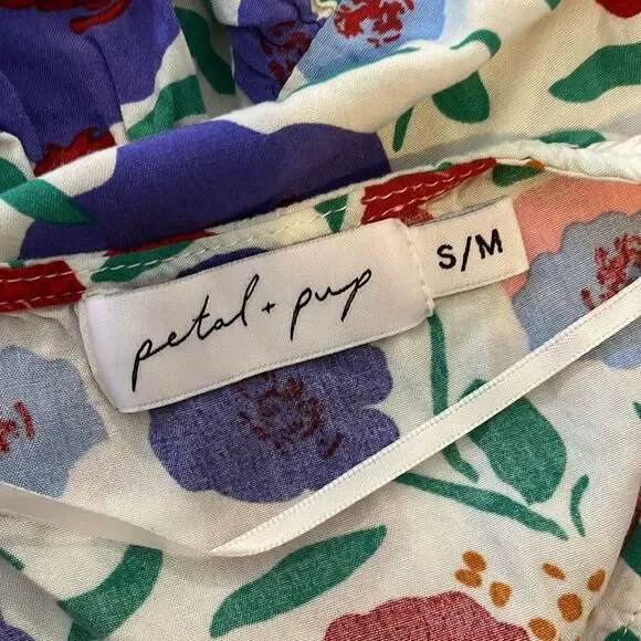 Petal & Pup Keats Floral Babydoll Mini Shirt Dress size S/M - Picture 9 of 10